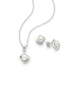 925 Sterling Silver Push-Back Earrings and Pendant Pearl Jewelry Set