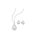 925 Sterling Silver Droplet Push-Back Earrings and Pendant Pearl Jewelry Set