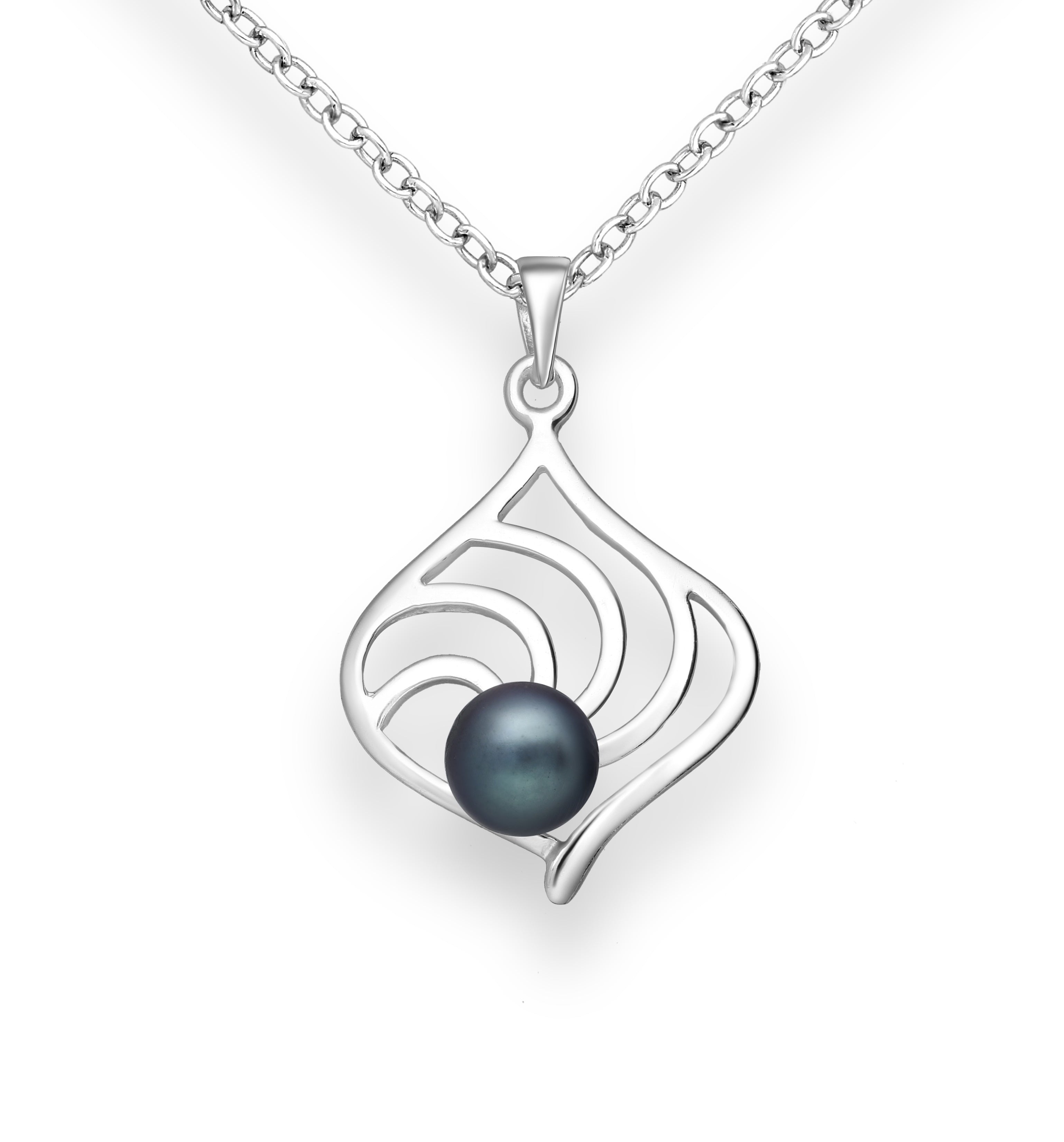 925 Sterling Silver Pearl Dyed Black Pendant