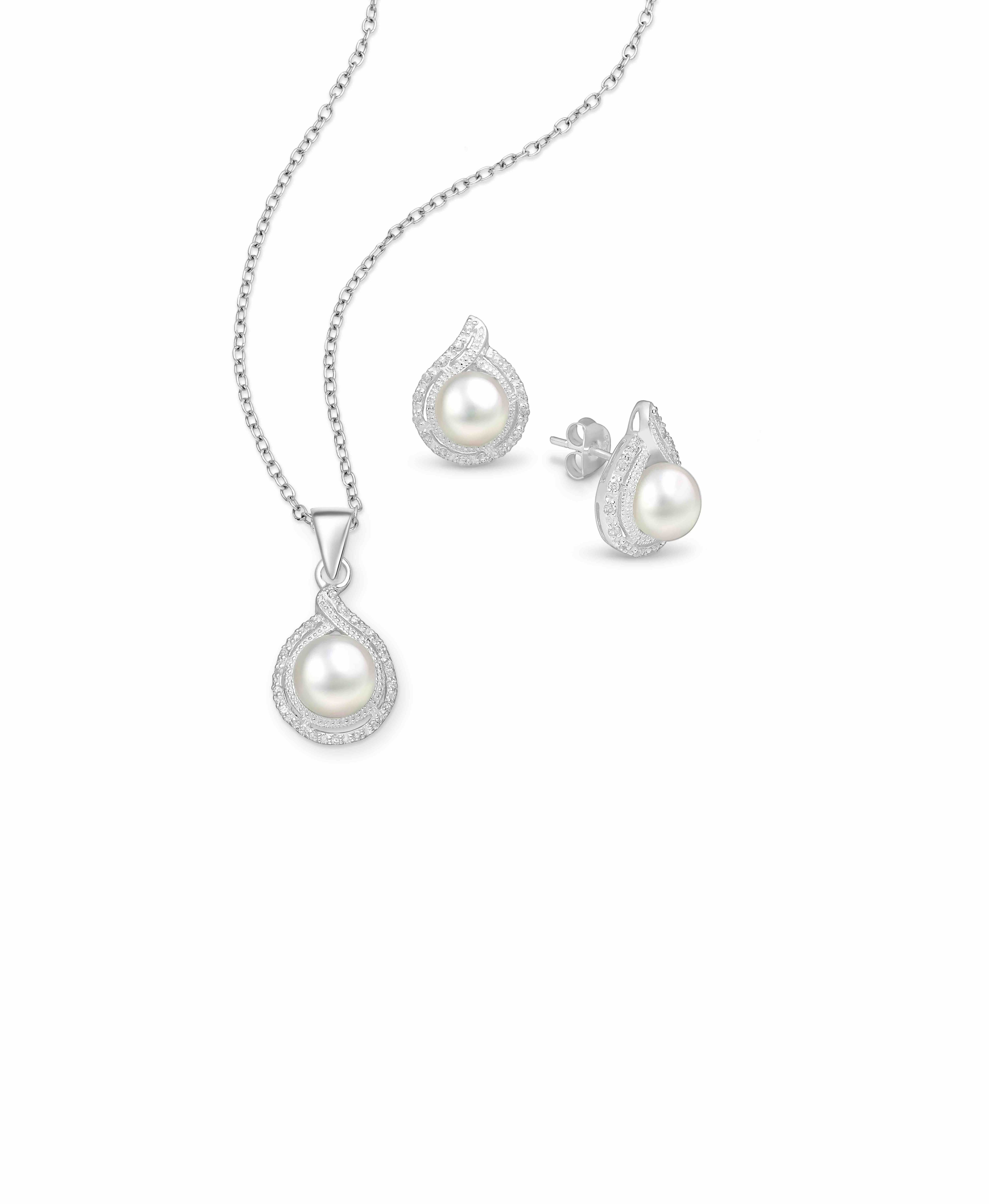 925 Sterling Silver Push-Back Earrings and Pendant Jewelry Set