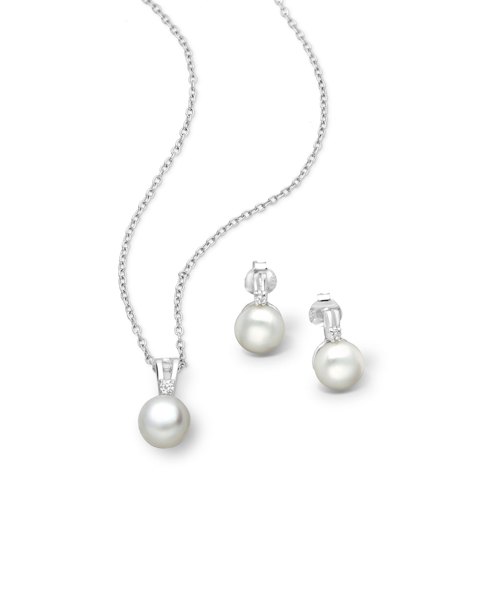 925 Sterling Silver Earrings and Pendant Pearl Jewelry Set