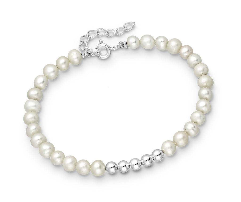 925 Sterling Silver Ball Pearl Bracelet