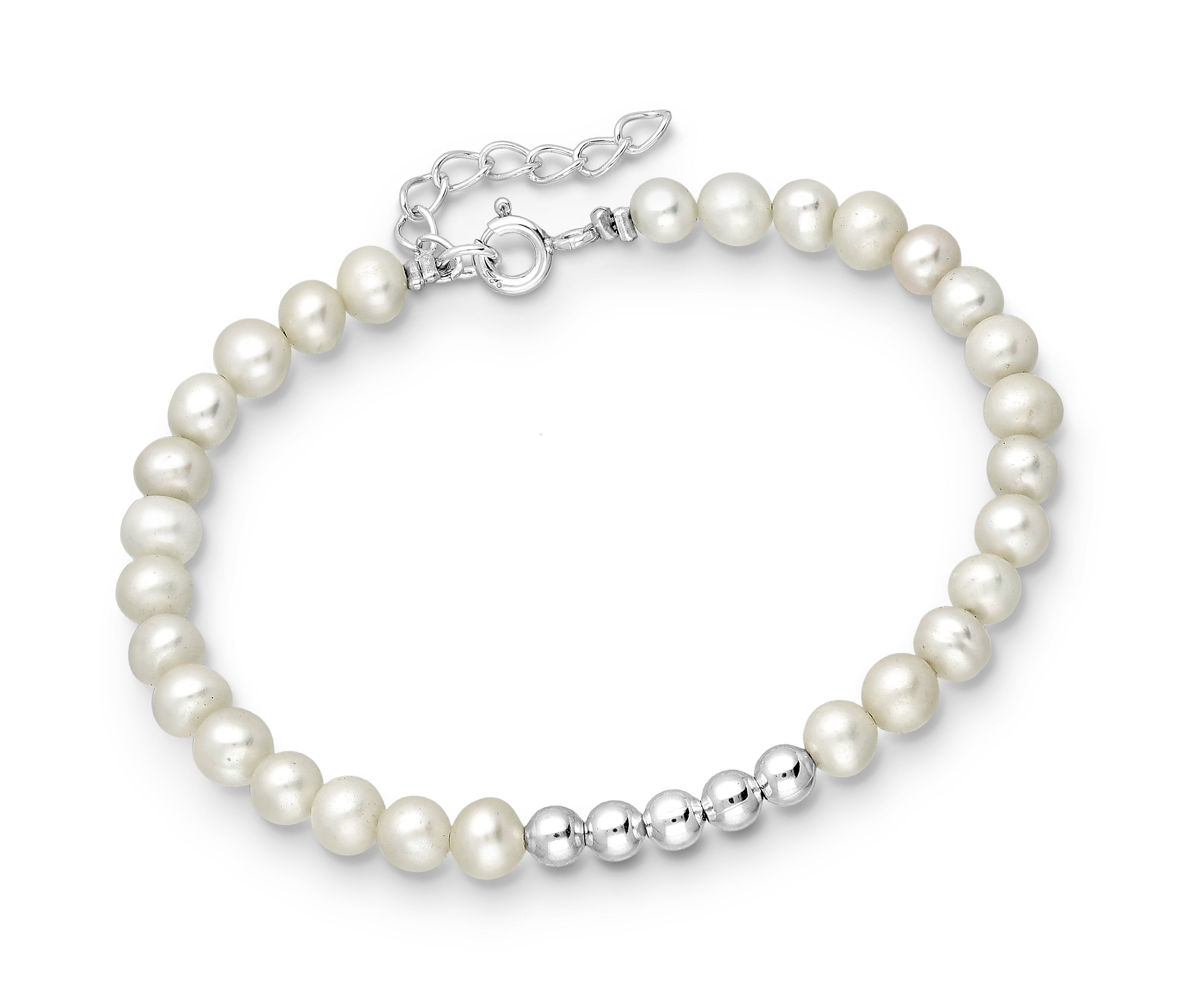 925 Sterling Silver Ball Pearl Bracelet