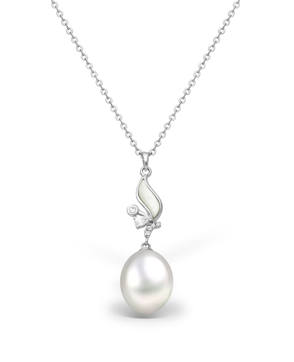 925 Sterling Silver Butterfly Pearl Necklace