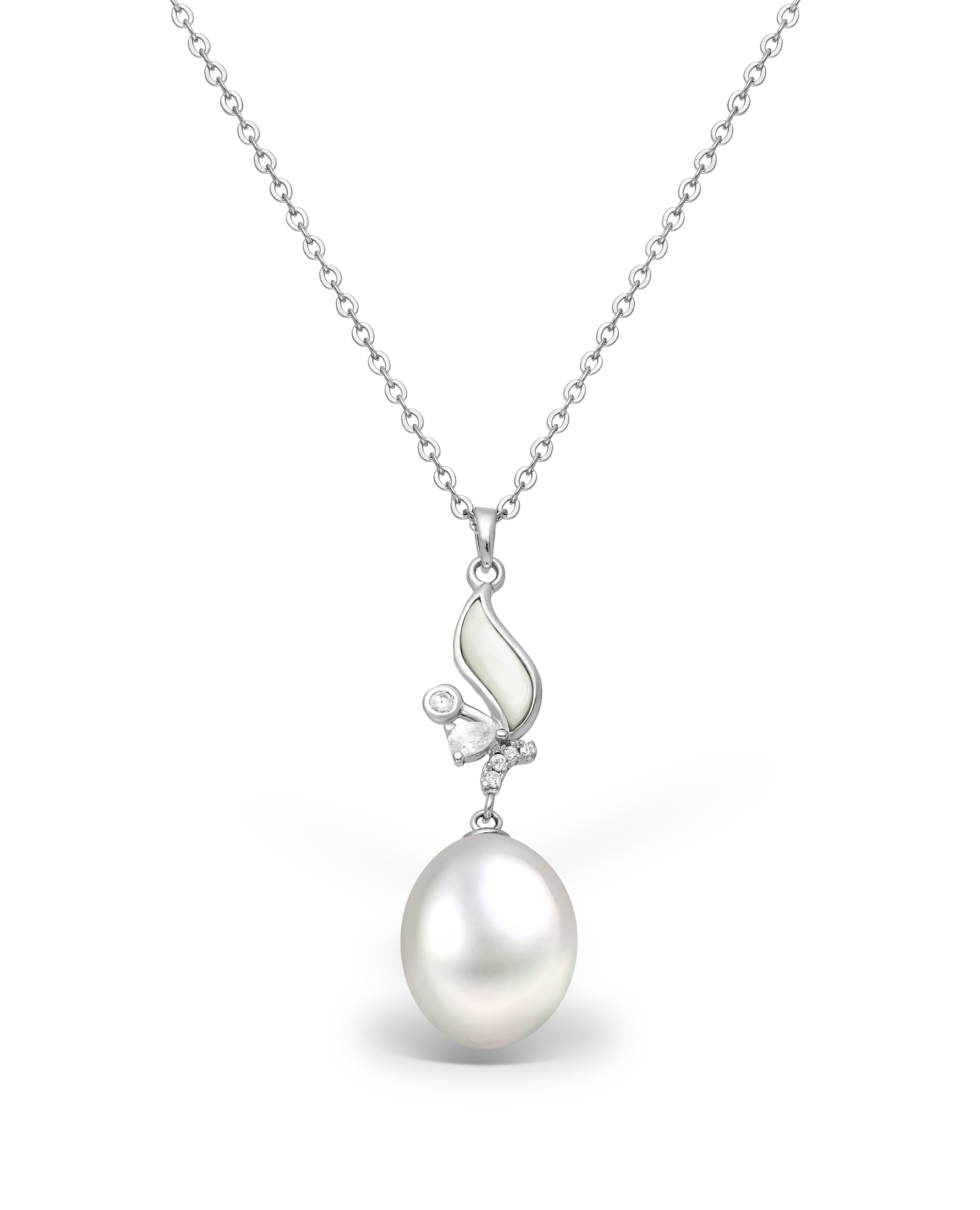 925 Sterling Silver Butterfly Pearl Necklace