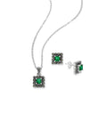 925 Sterling Silver Set of Push-Back Earrings And Pendant Marcasite Set