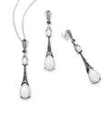 925 Sterling Silver Set of Push-Back Earrings And Pendant Marcasite Set Decorated