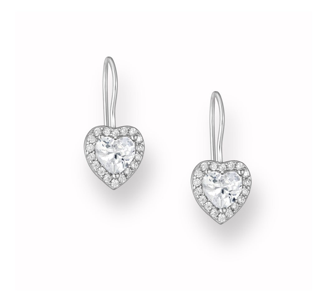 925 Sterling Silver Halo Heart Kidney Earrings