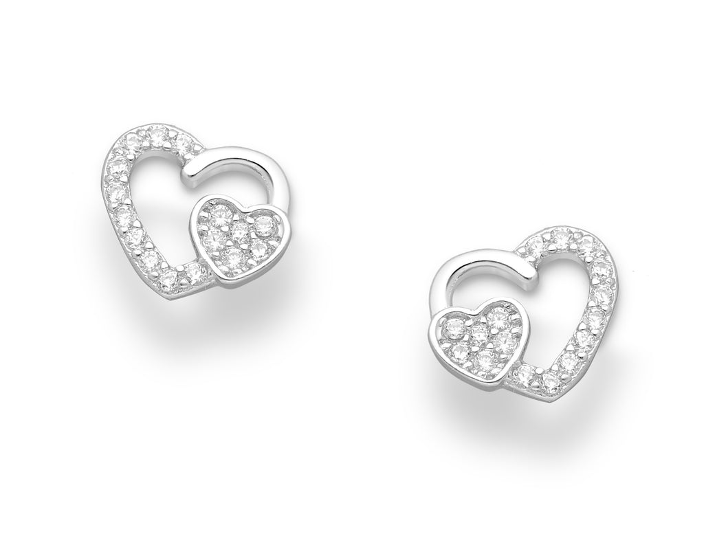 925 Sterling Silver Heart Push-Back Earrings