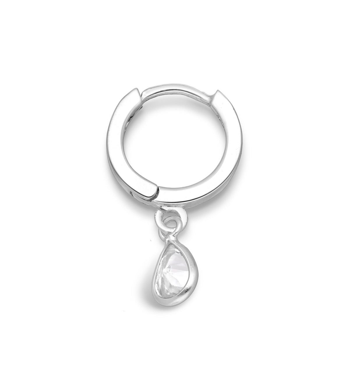 925 Sterling Silver Droplet Hoop Earrings