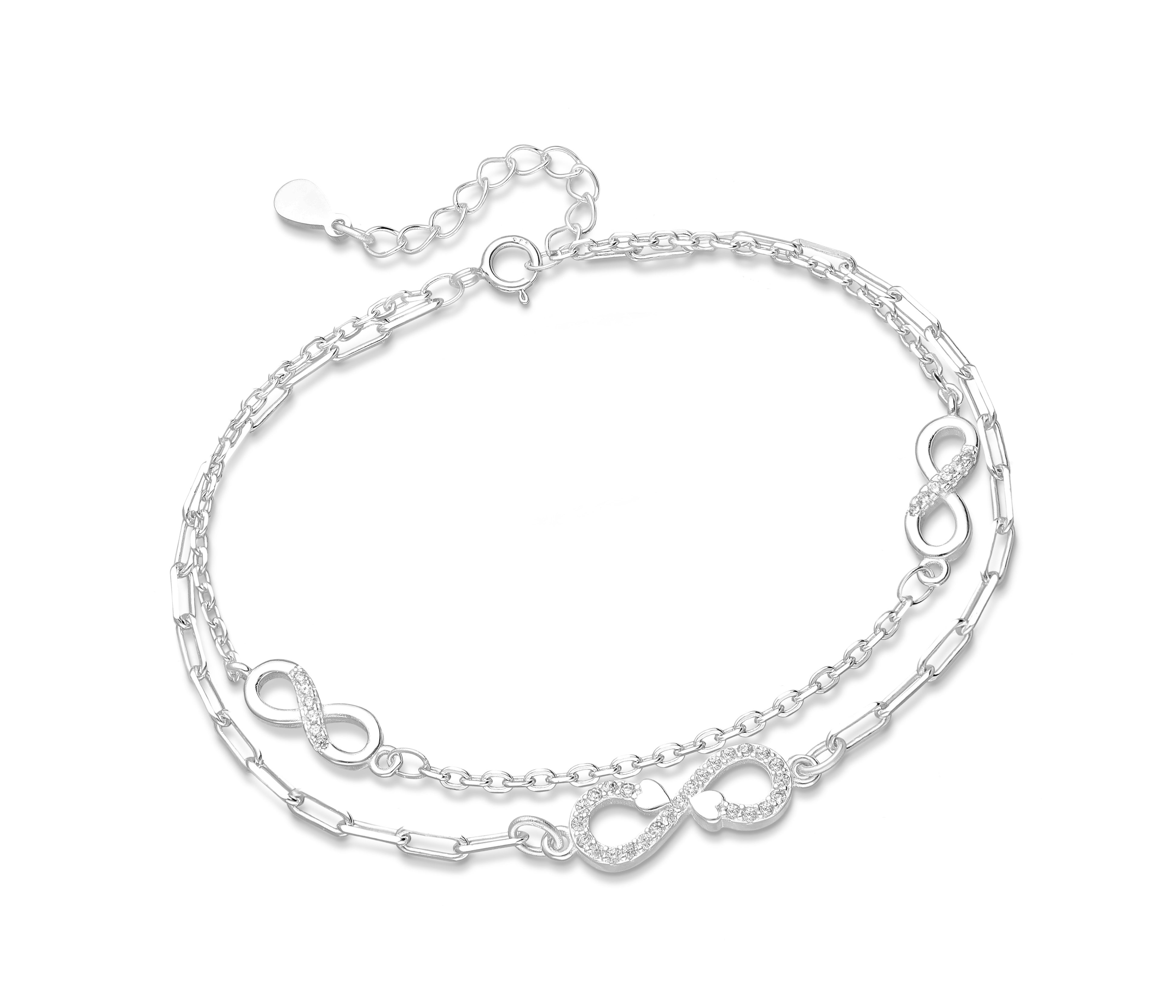 925 Sterling Silver Layered Infinity Bracelet
