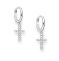 925 Sterling Silver Cross Hoop Earrings