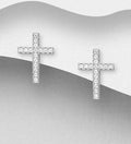 925 Sterling Silver Cross Push-Back Earrings