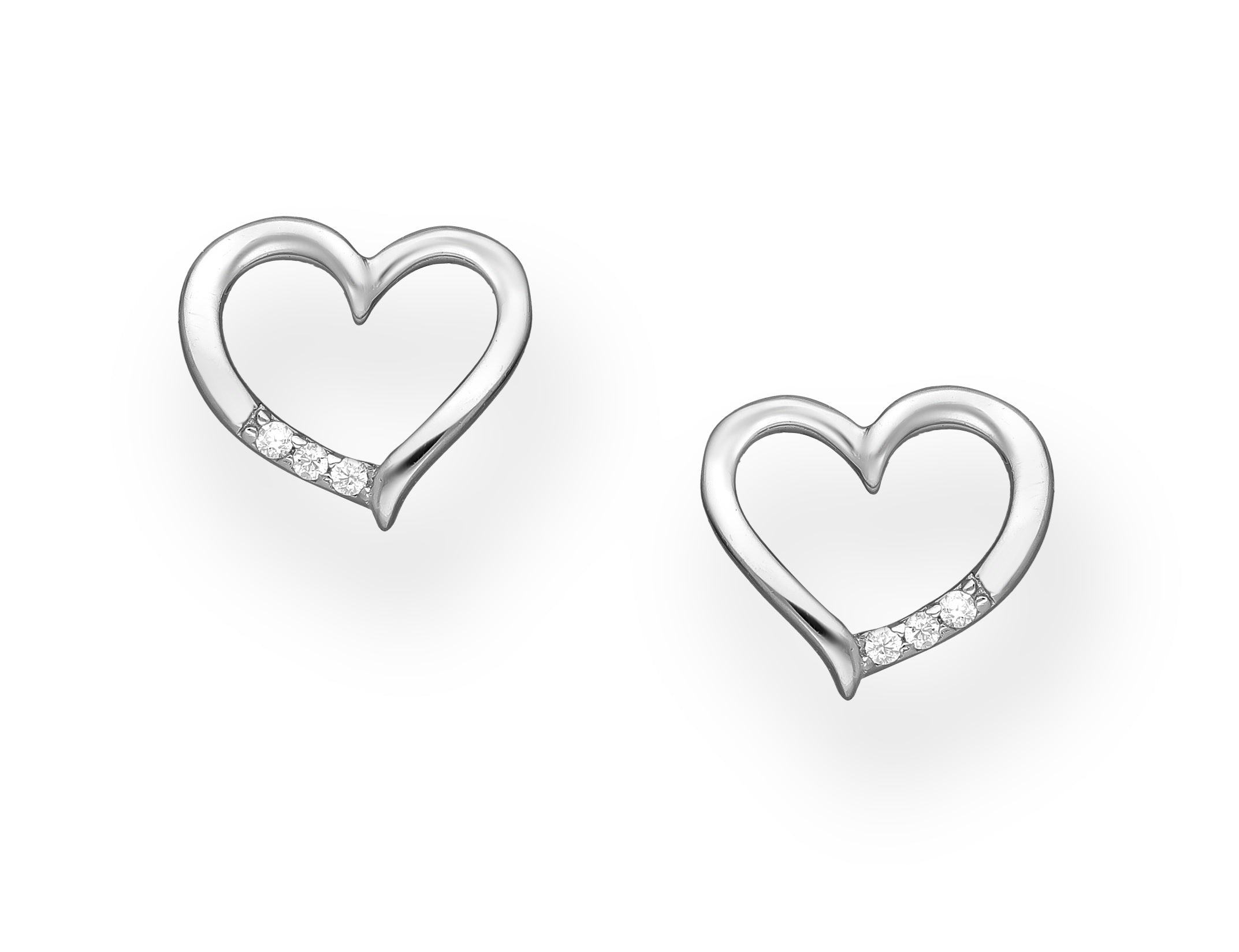 925 Sterling Silver Heart Push-Back Earrings