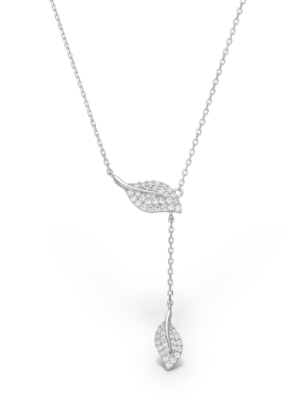 925 Sterling Silver Leaf Y Necklace