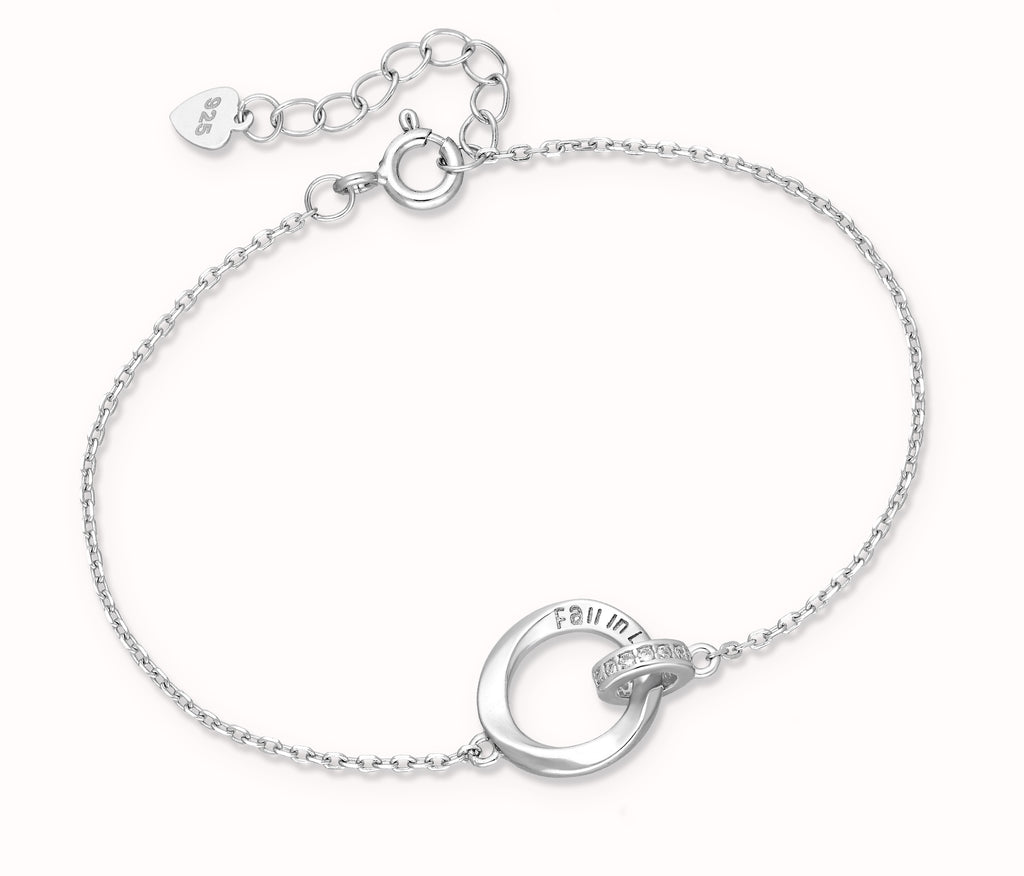 925 Sterling Silver Linked "Fall in Love" Bracelet