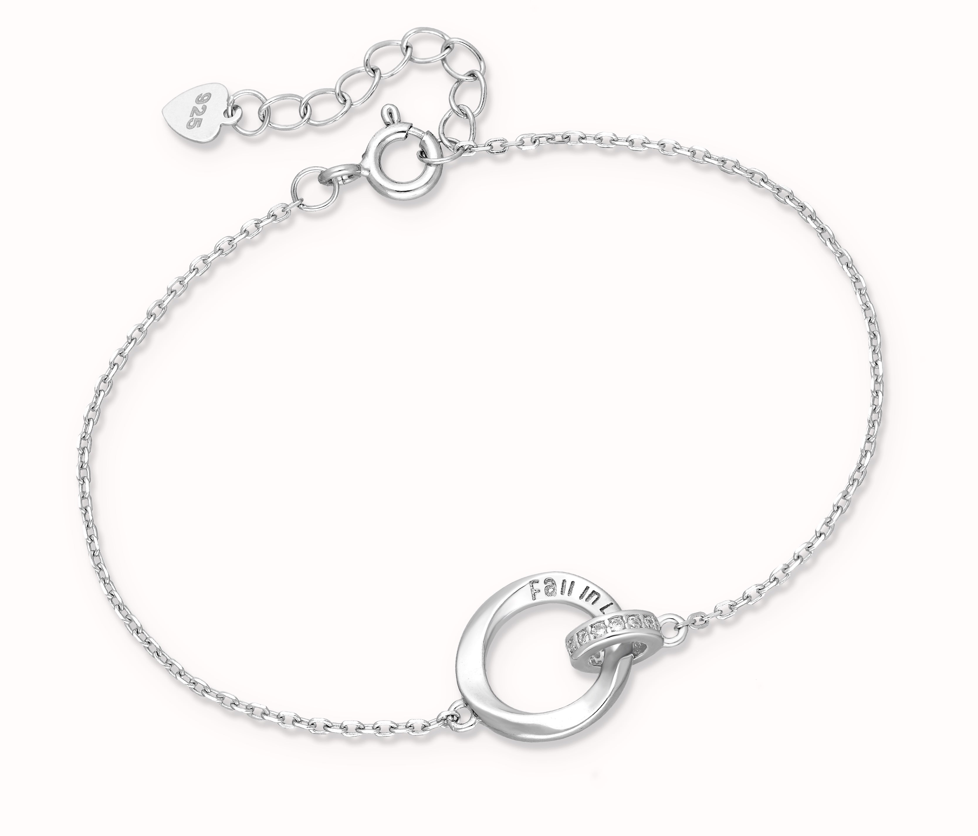 925 Sterling Silver Linked "Fall in Love" Bracelet
