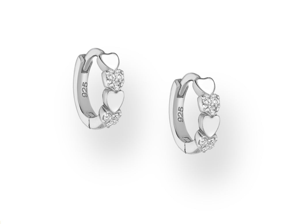 925 Sterling Silver Heart Hoop Earrings