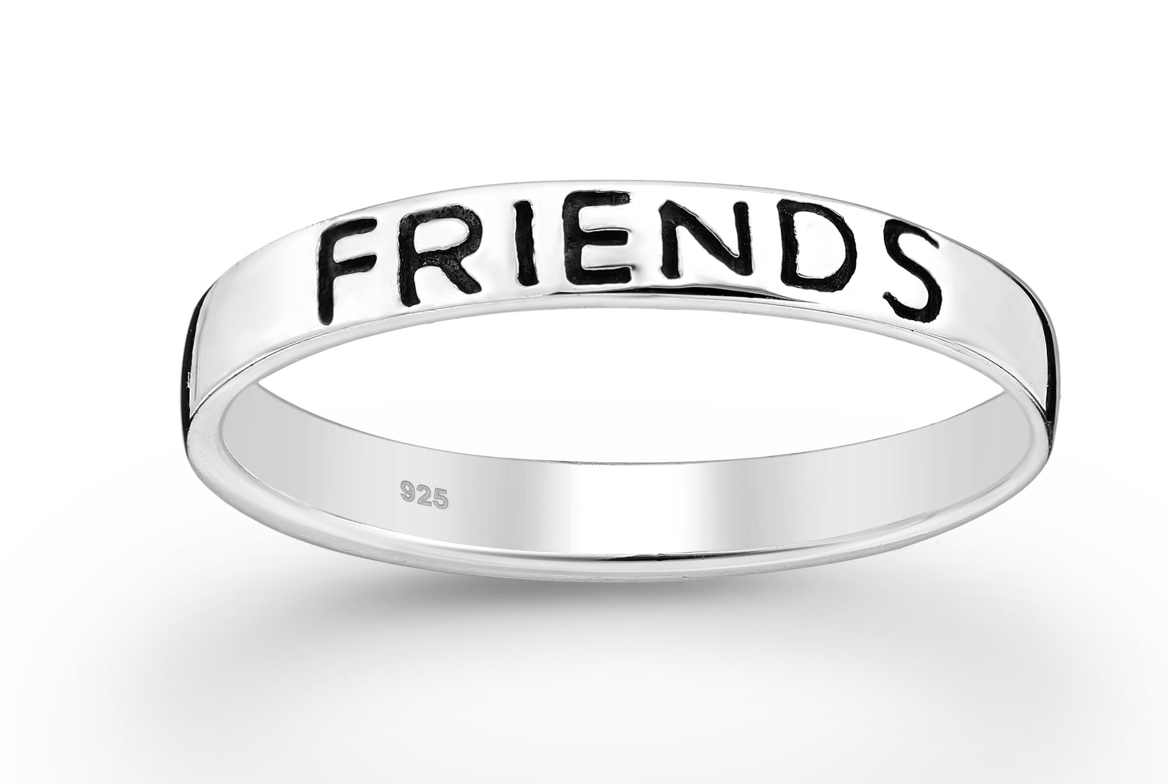 925 Sterling Silver Oxidized "FRIENDS FOREVER" Band Ring