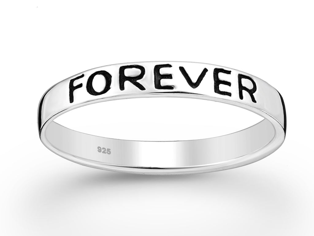 925 Sterling Silver Oxidized "FRIENDS FOREVER" Band Ring