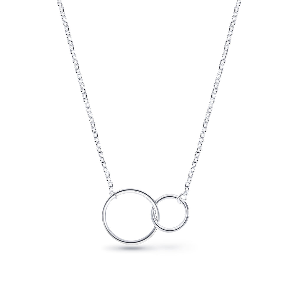 925 Sterling Silver Small and Large Circle Links Necklace
