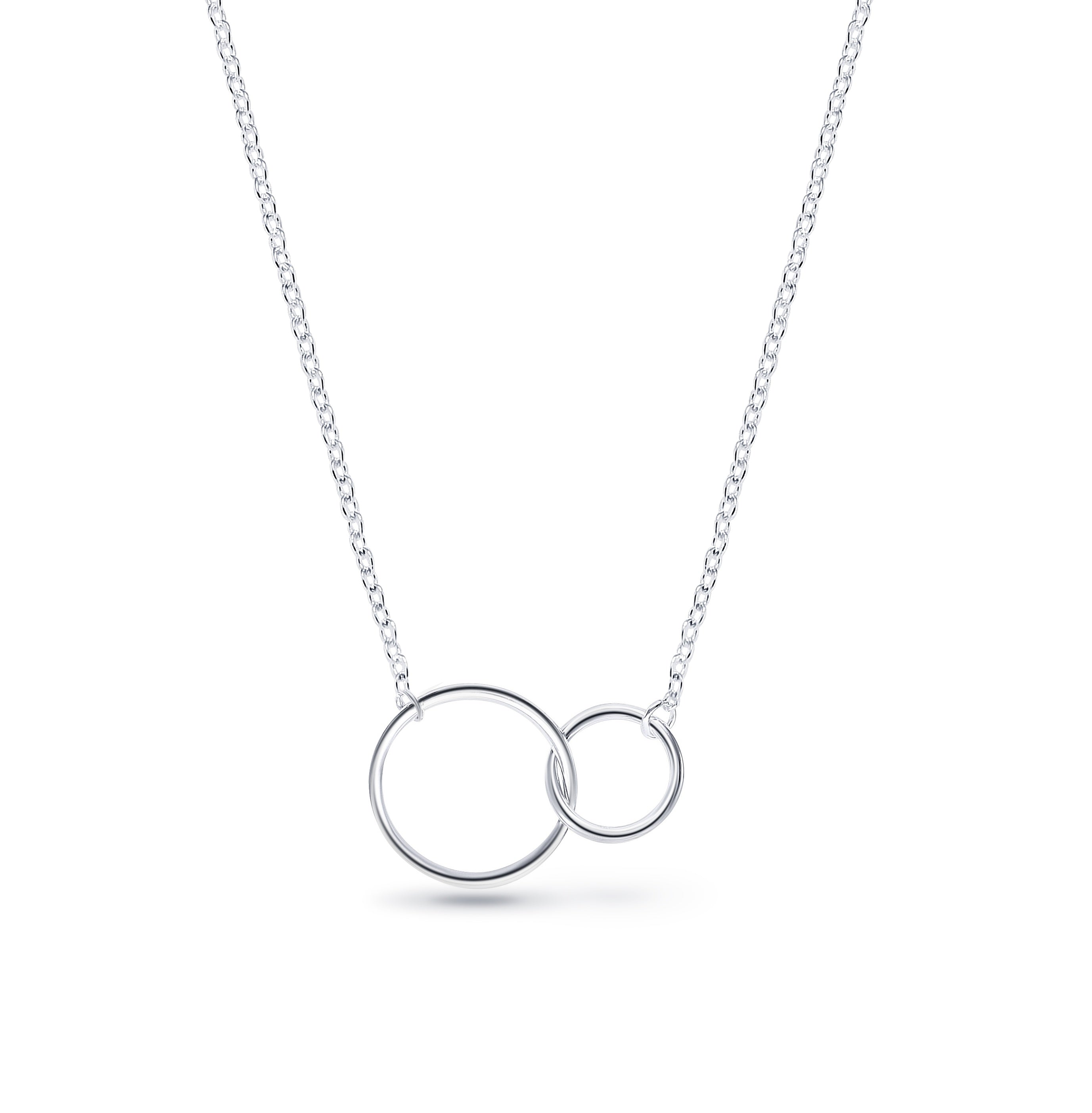 925 Sterling Silver Small and Large Circle Links Necklace