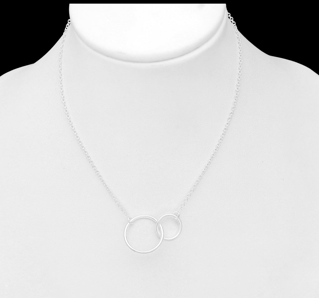 925 Sterling Silver Small and Large Circle Links Necklace
