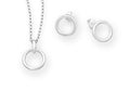 925 Sterling Silver Circle Push-Back Earrings & Pendant Set