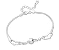 925 Sterling Silver Ball and Heart Bracelet