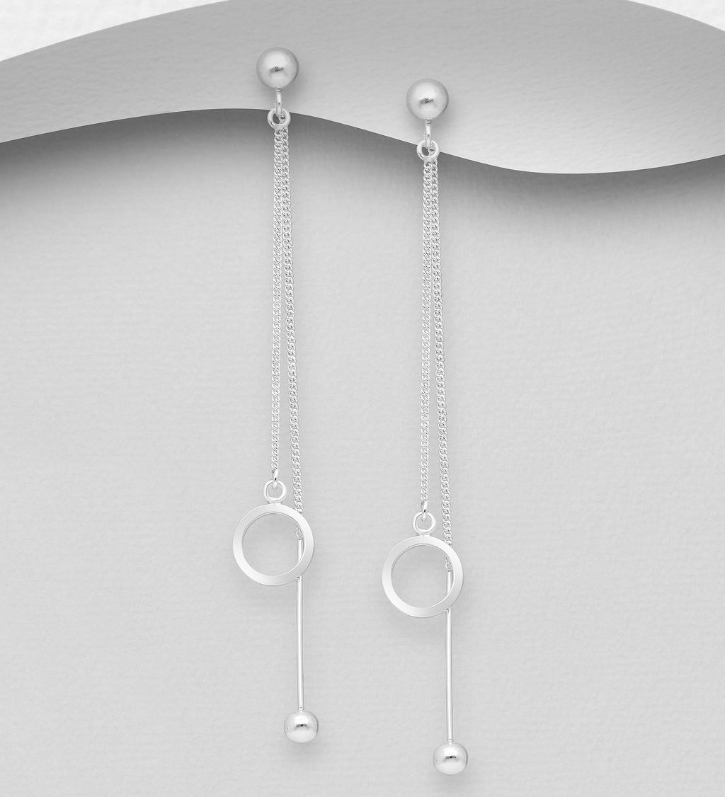 925 Sterling Silver Ball & Circle Jacket Earrings