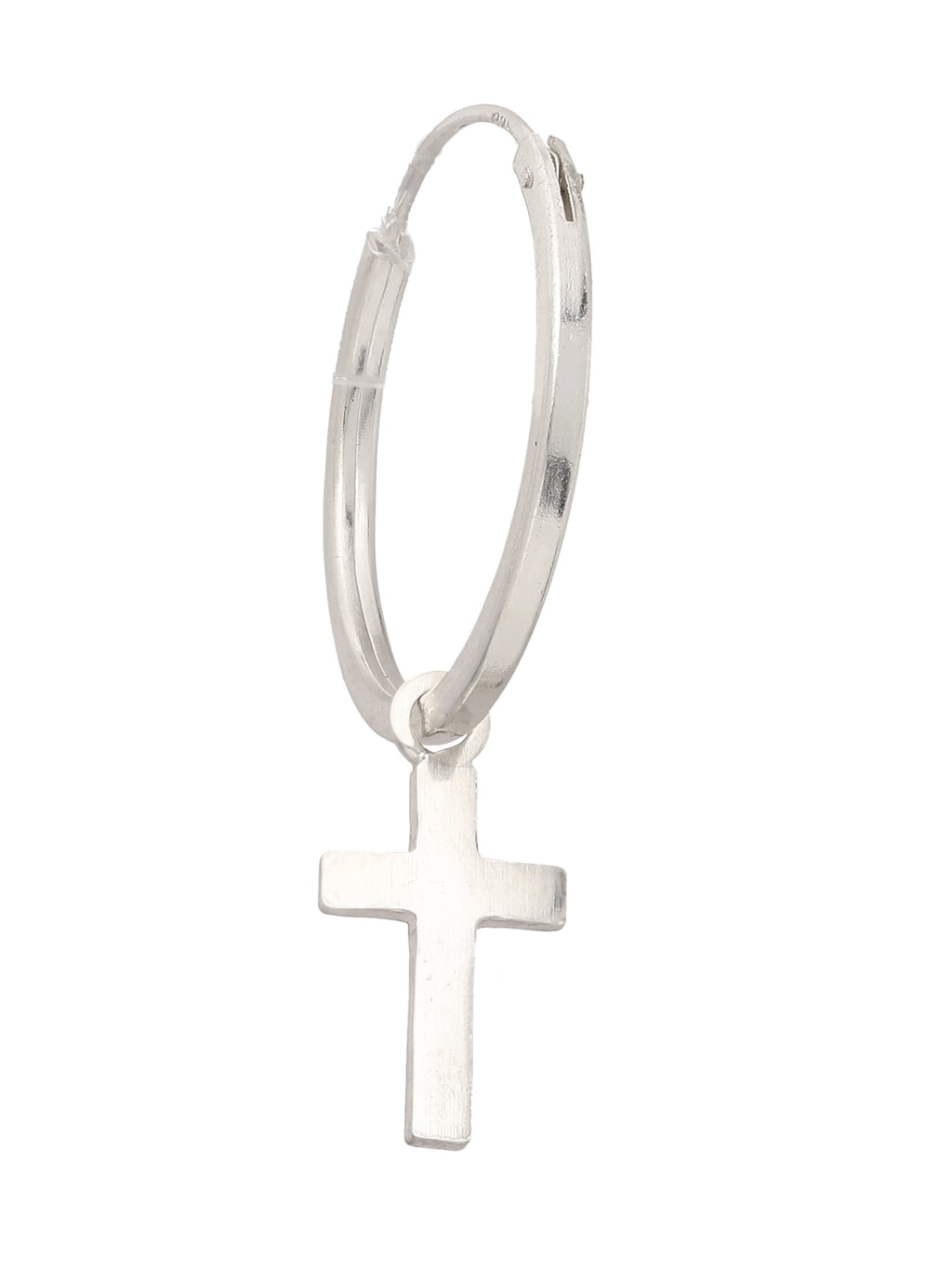 925 Sterling Silver Hoop Cross Earrings