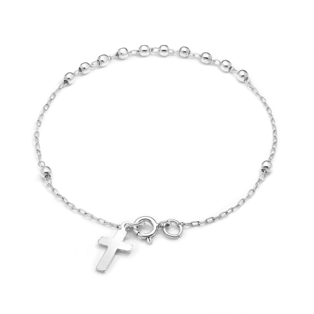 925 Sterling Silver Ball & Cross Bracelet