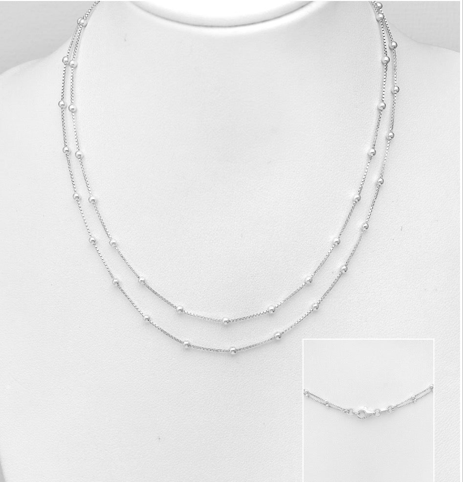 925 Sterling Silver Ball Layered Necklace