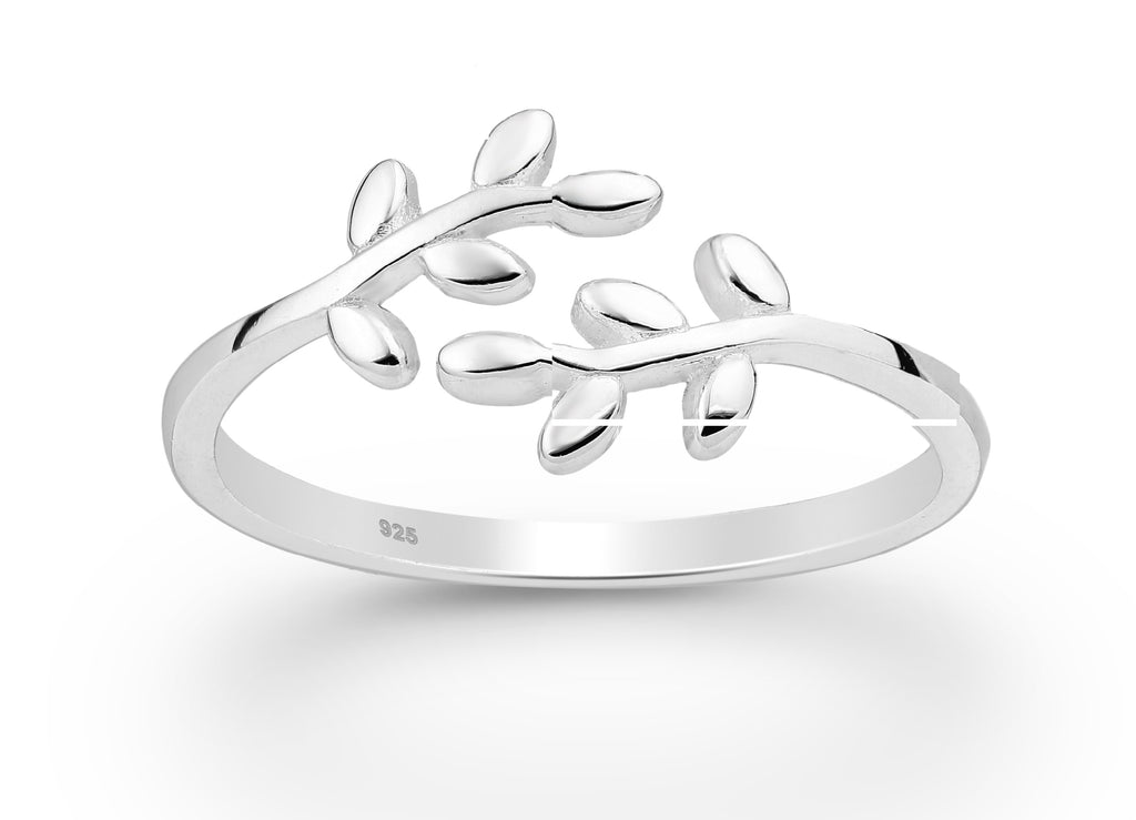 925 Sterling Silver Adjustable Leaf Ring