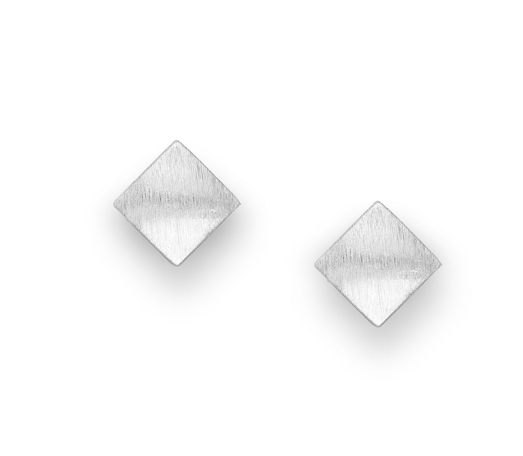 925 Sterling Silver Matte Rhombus Push-Back Earrings