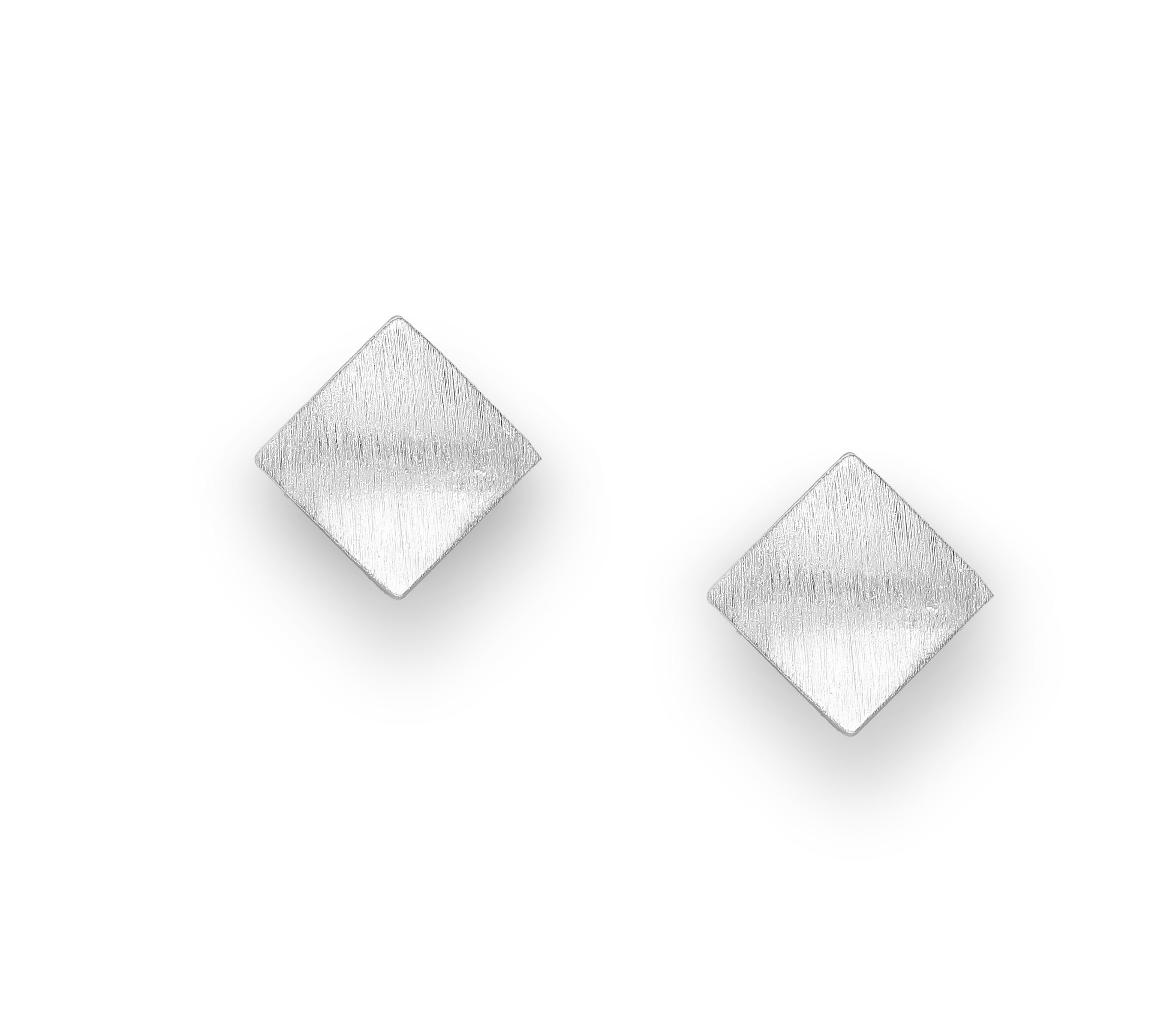 925 Sterling Silver Matte Rhombus Push-Back Earrings