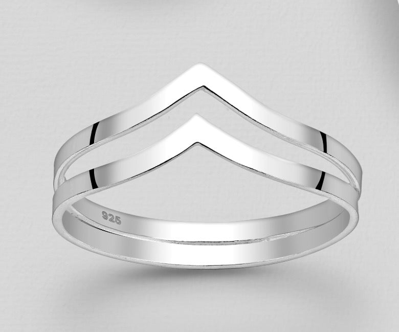 925 Sterling Silver Chevron Ring