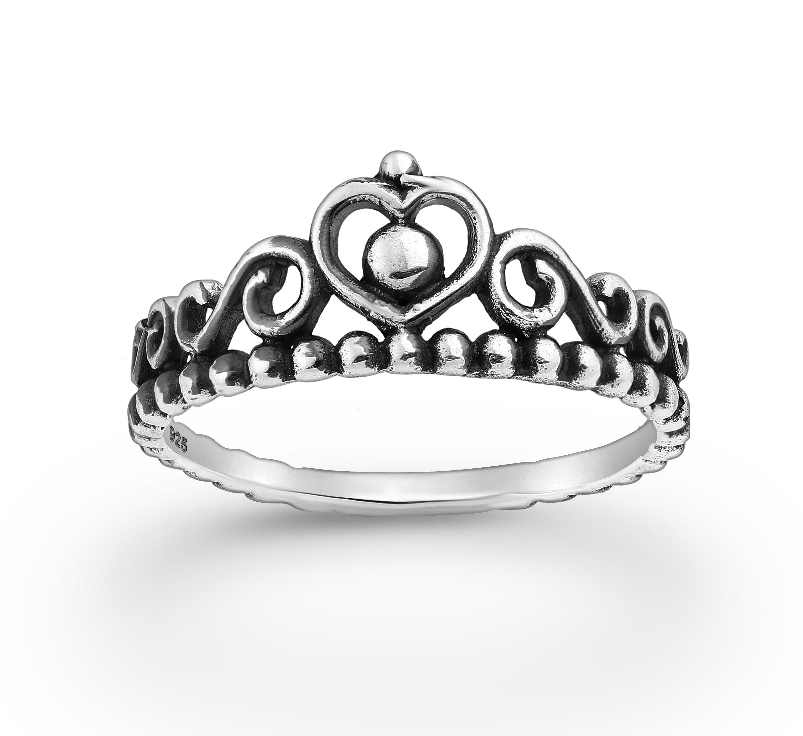 925 Sterling Silver Oxidized Crown Ring