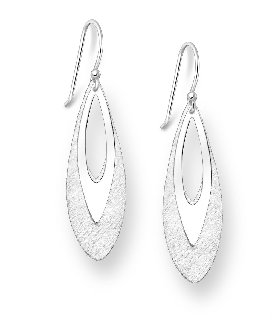 925 Sterling Silver Matte Hook Earrings