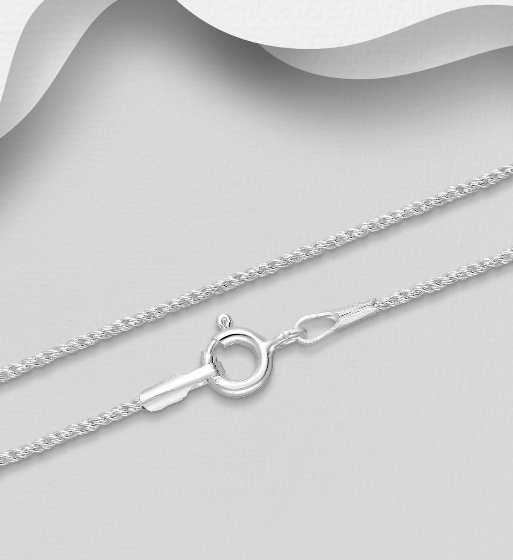 925 Sterling Silver Rope Chain, 1 mm Wide