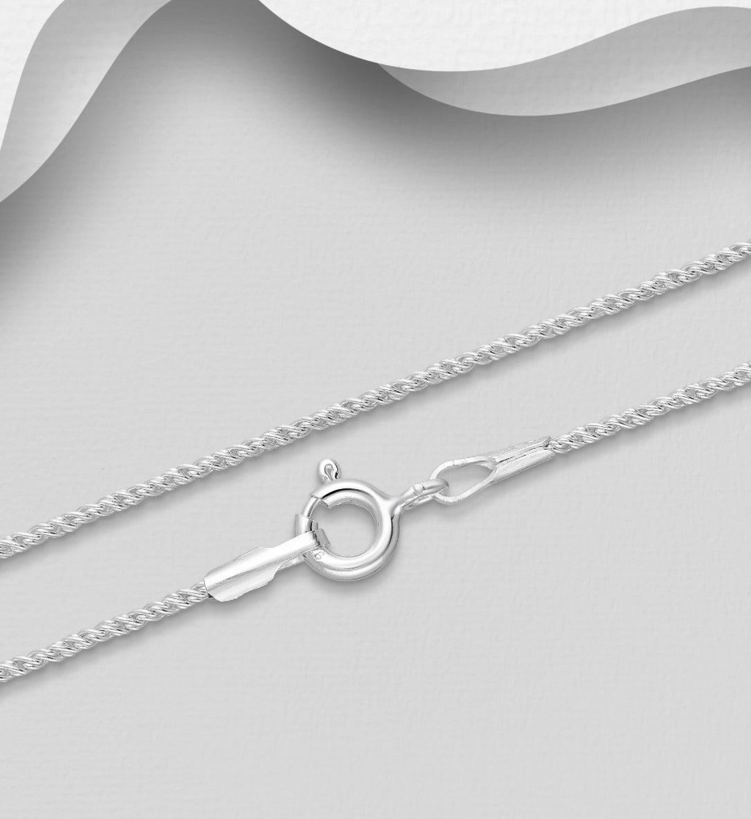 925 Sterling Silver Rope Chain, 1 mm Wide