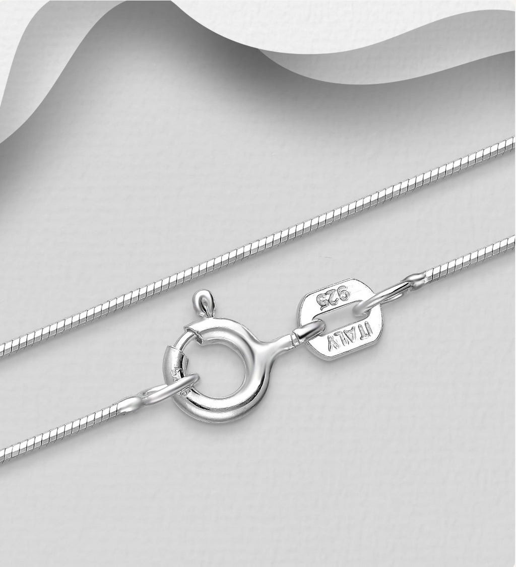 925 Sterling Silver Snake (Square) Chain, 0.7 mm Wide