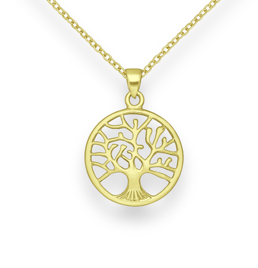 925 Sterling Silver Tree of Life Golden Pendant