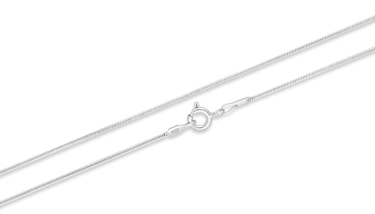 925 Sterling Silver Snake (Round) Chain, 1 mm Wide