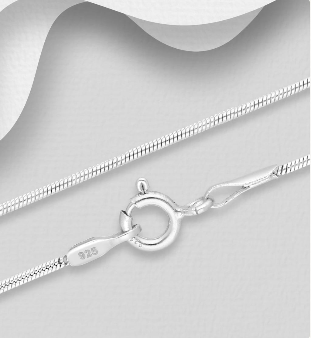 925 Sterling Silver Snake (Round) Chain, 1 mm Wide