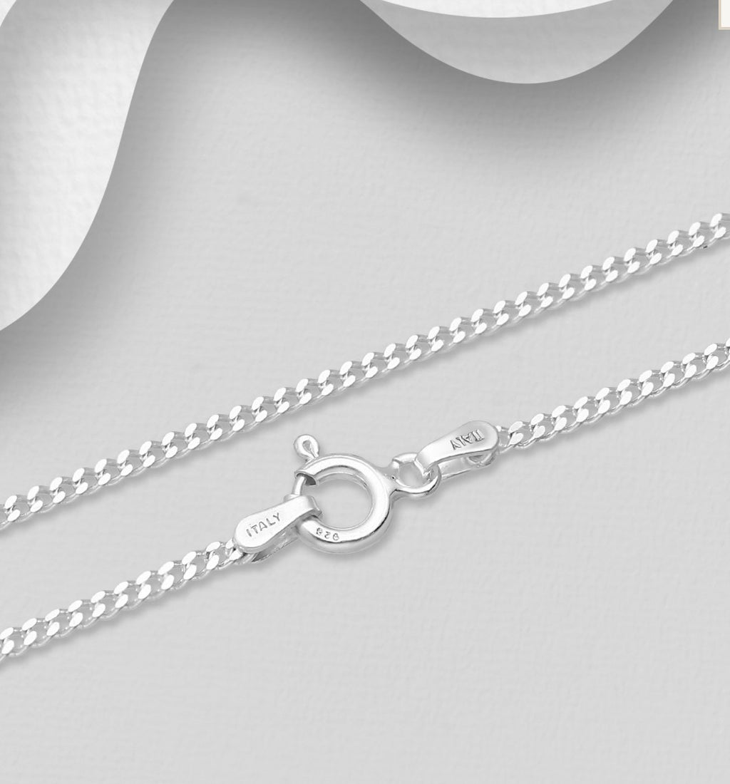 925 Sterling Silver Curb Chain, 1.5 mm Wide