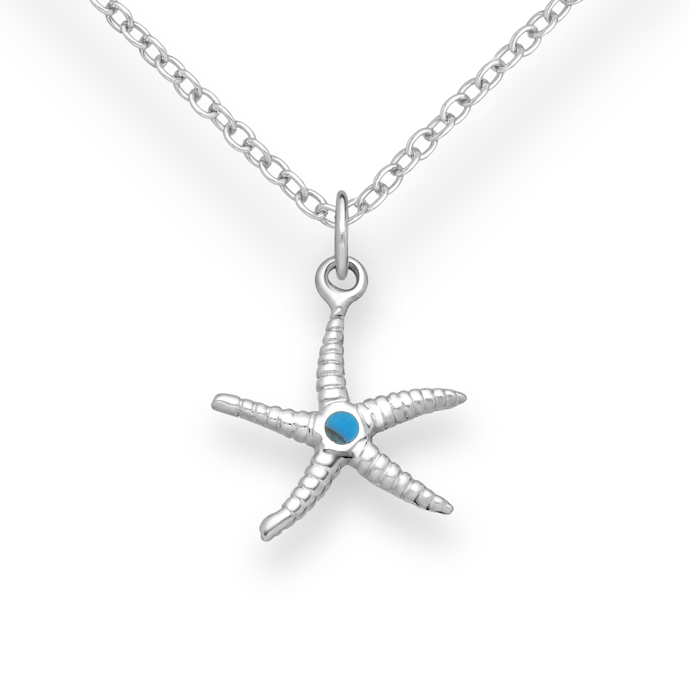 925 Sterling Silver Turquoise Starfish Pendant