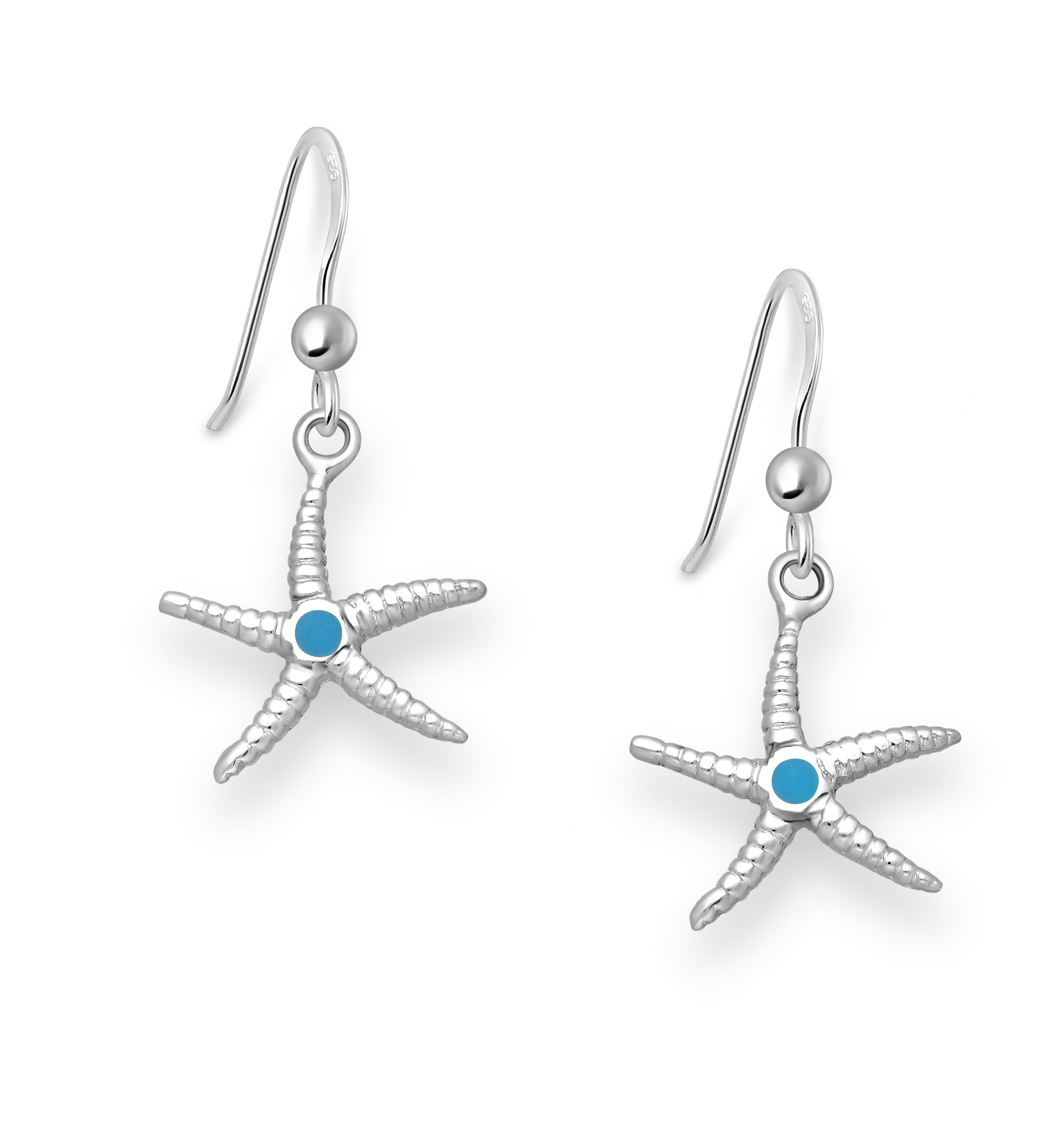 925 Sterling Silver Starfish Hook Earrings