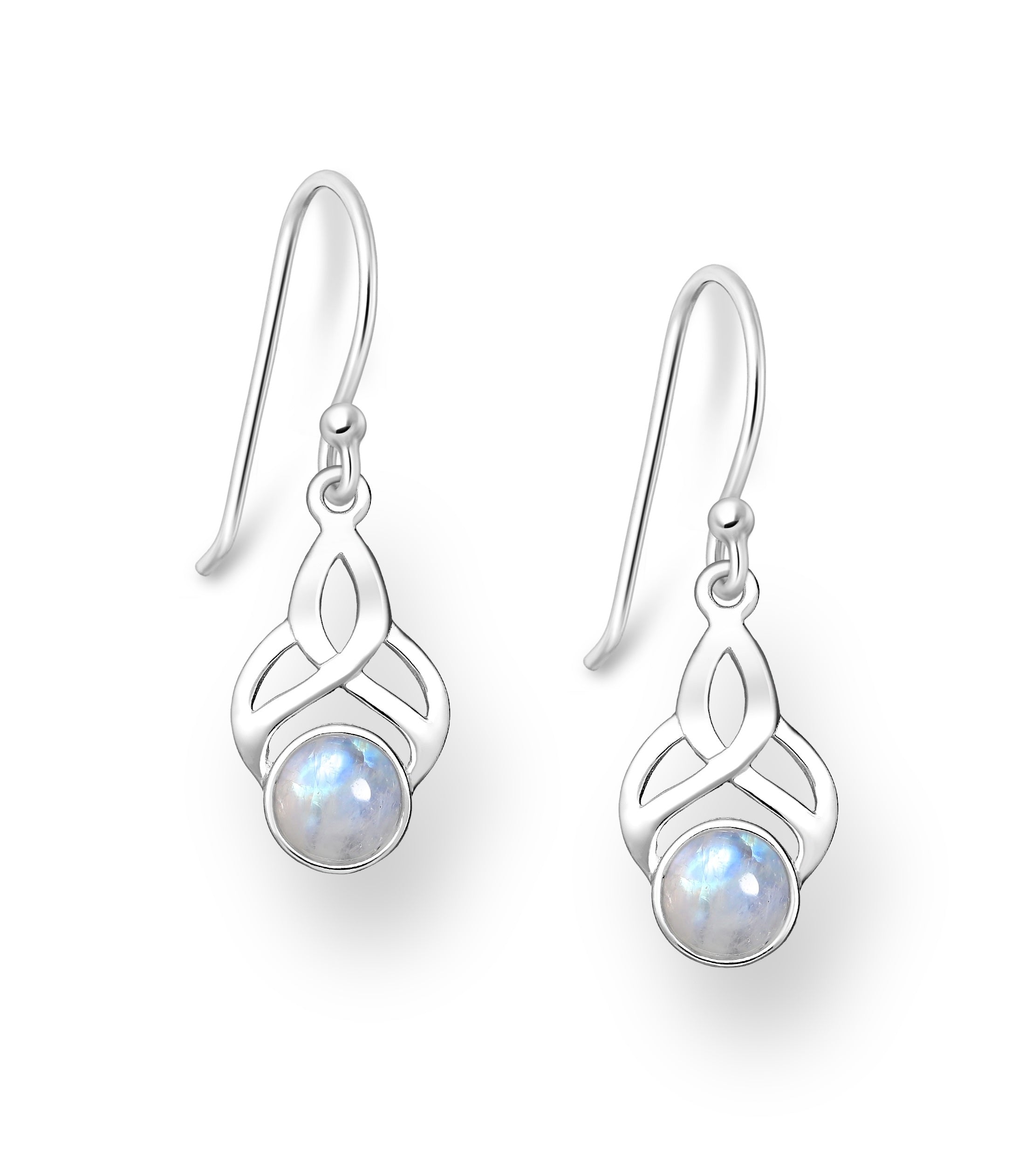 925 Sterling Silver Hook Rainbow Moonstones Earrings