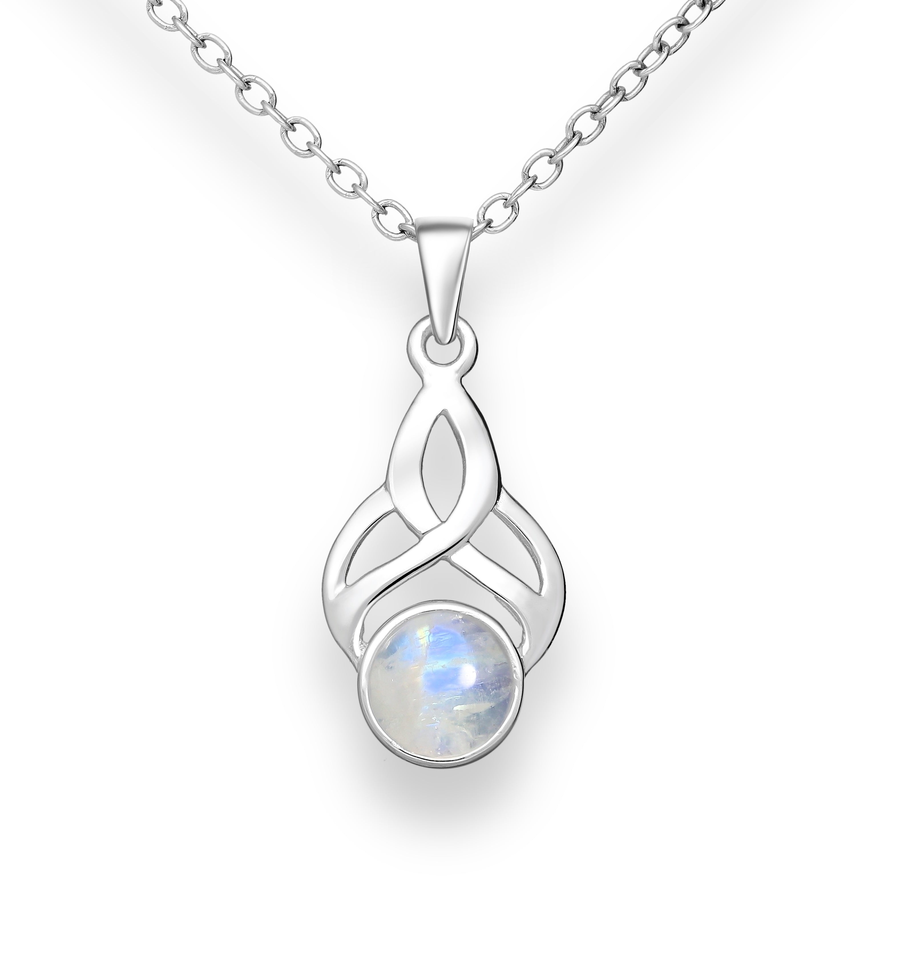 925 Sterling Silver Rainbow Moonstone Pendant